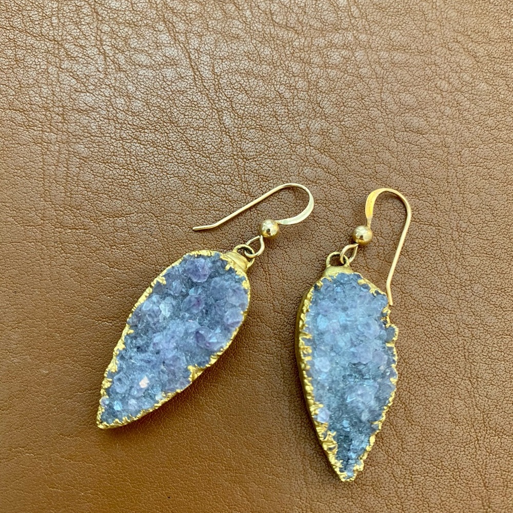 Crystal Drop Earring with Gold detail